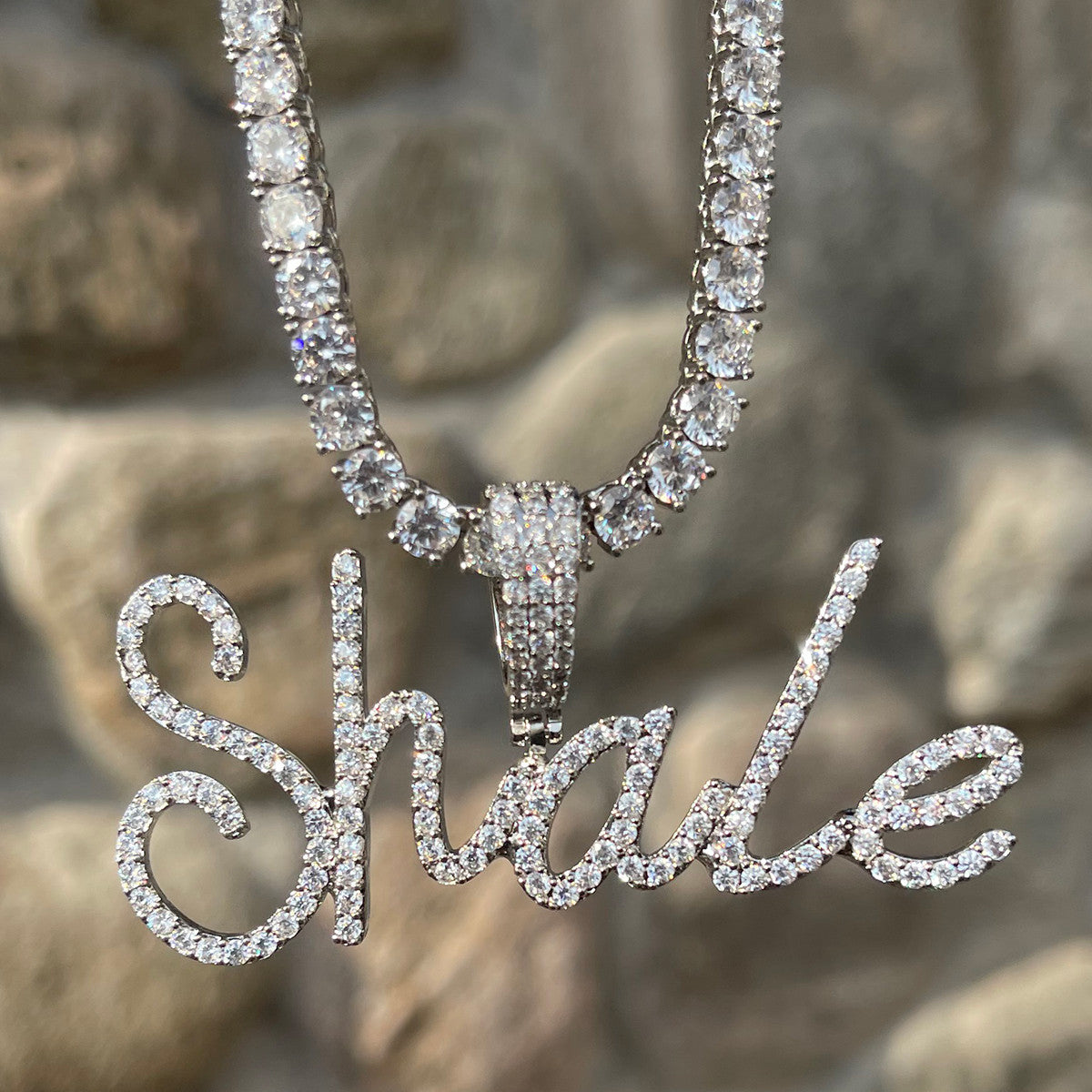 Ladies Fine Print Prong Set Custom Made Sweet Heart Hip Hop Necklace