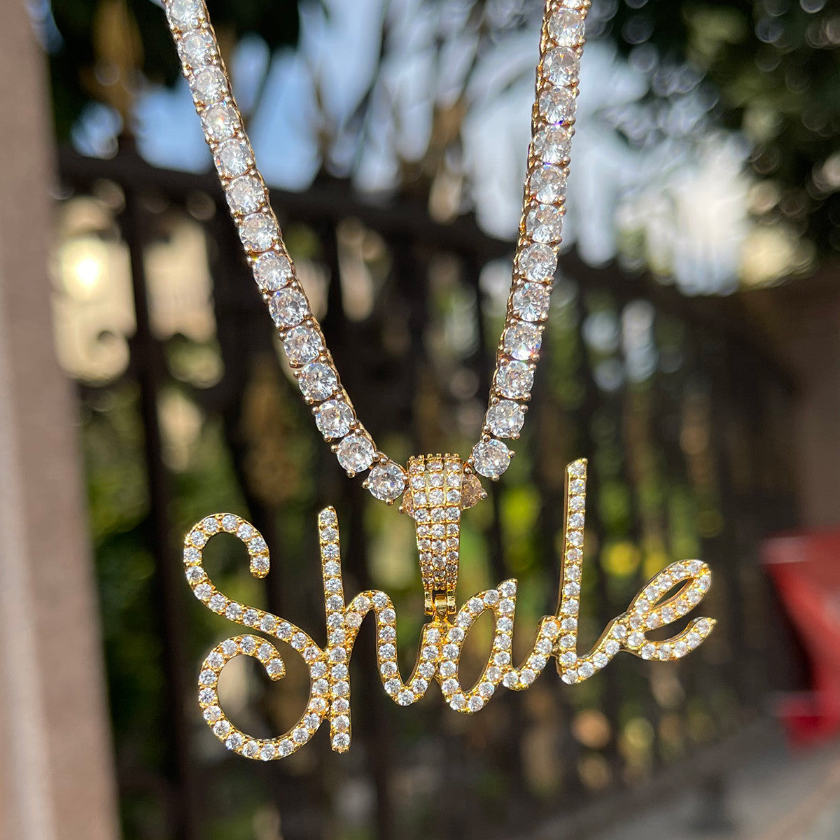 Ladies Fine Print Prong Set Custom Made Sweet Heart Hip Hop Necklace