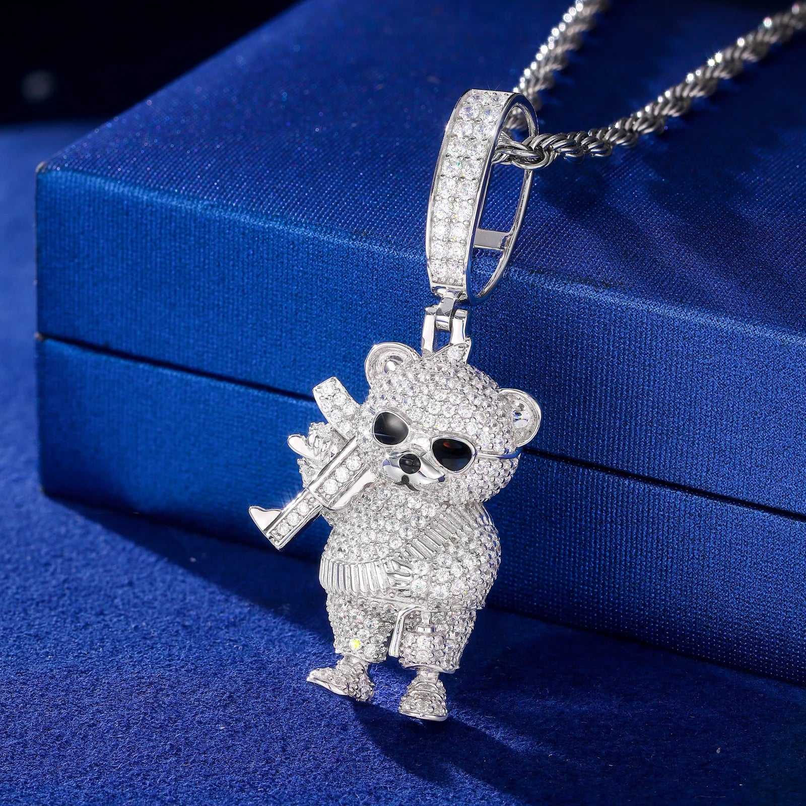 Chopper Style | Moissanite Diamond 925 Sterling Silver Stylish Ak47 Tufti The Bear Pendant