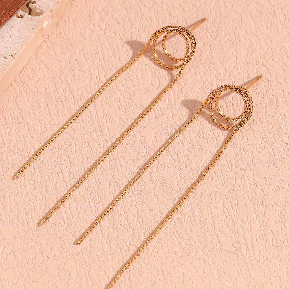 Tassel Drop | Woven 18k Gold Over Stainless Steel Long Elegant Earrings