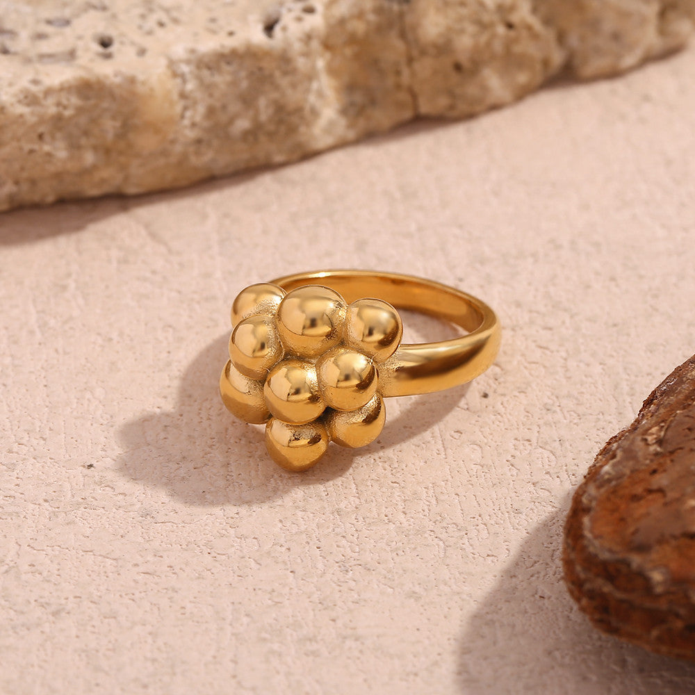 18k Gold Round Bubble Stainless Steel Water Resistant Bubbly Personality Jewelry