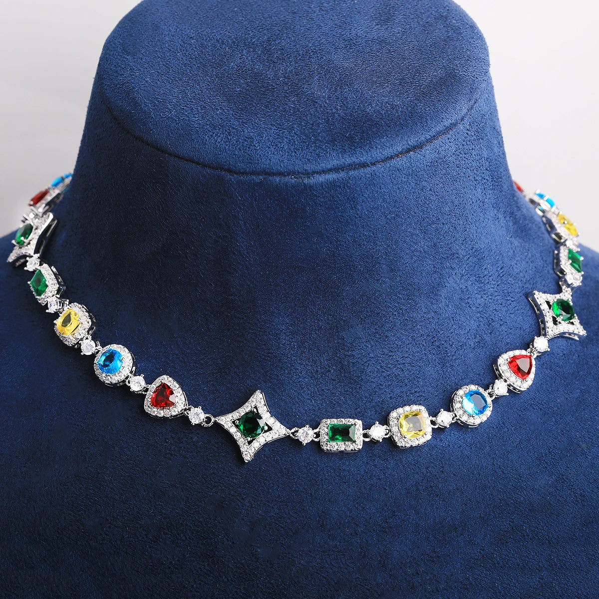 Star Trails | VVS Diamond CZ Colorful Gemstone Hip Hop Chain Necklace