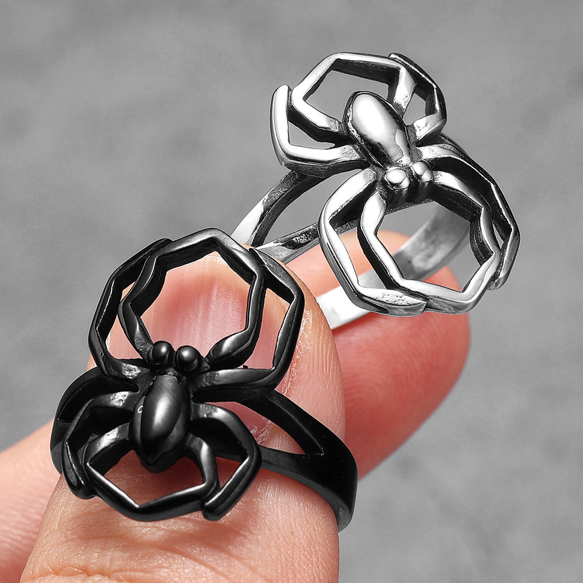 Spider | Solid No Fade Black Stainless Steel Men's Hip Hop Spider Rings