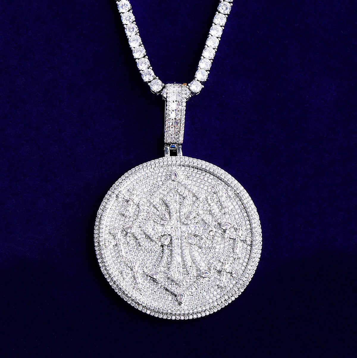 Sins Washed Away | VVS Diamond CZ Iced Blinged Out Cross Circle Luxury Pendant