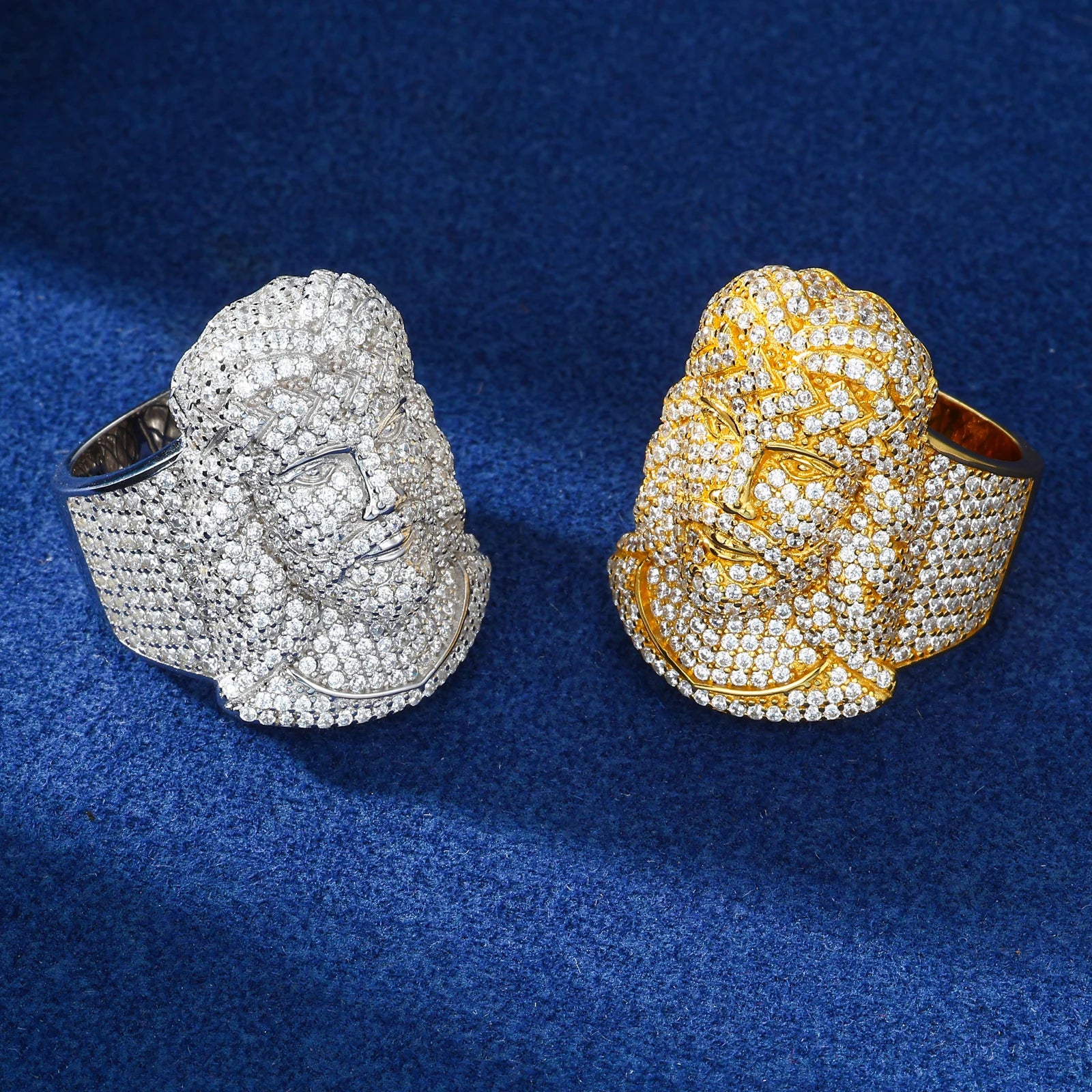 Man Of Faith | Luxury 925 Sterling Silver Jesus Head Moissanite Diamond Iced Ring