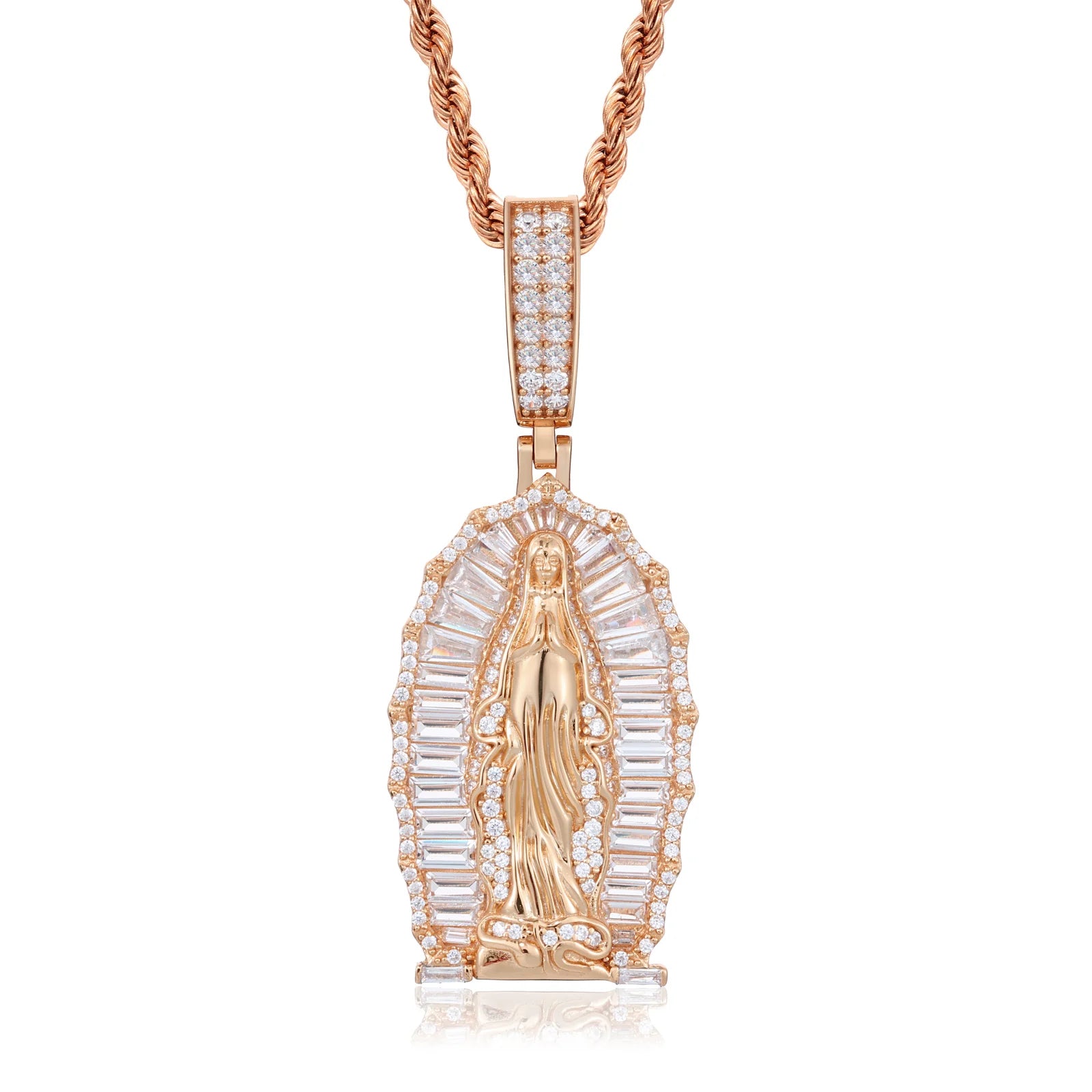 Mother Of Faith | Iced Blinged Out Moissanite Baguette Diamond 925 Virgin Mary Pendant