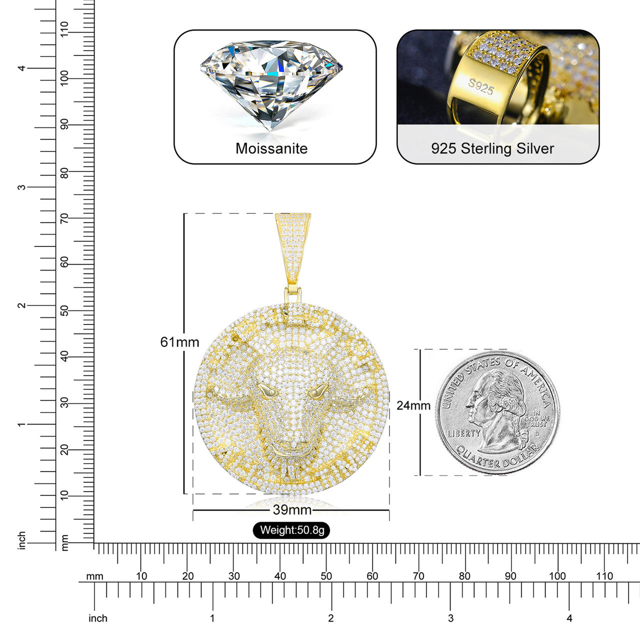 The Goat | Genuine VVS Diamond The Greatest Of All Time 925 Sterling Silver Pendant