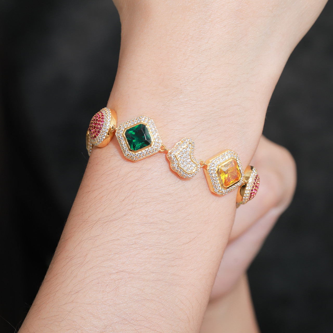 The World | 925 Silver Map Continents Gemstone Moissanite Diamond Iced Blinged Out Bracelets