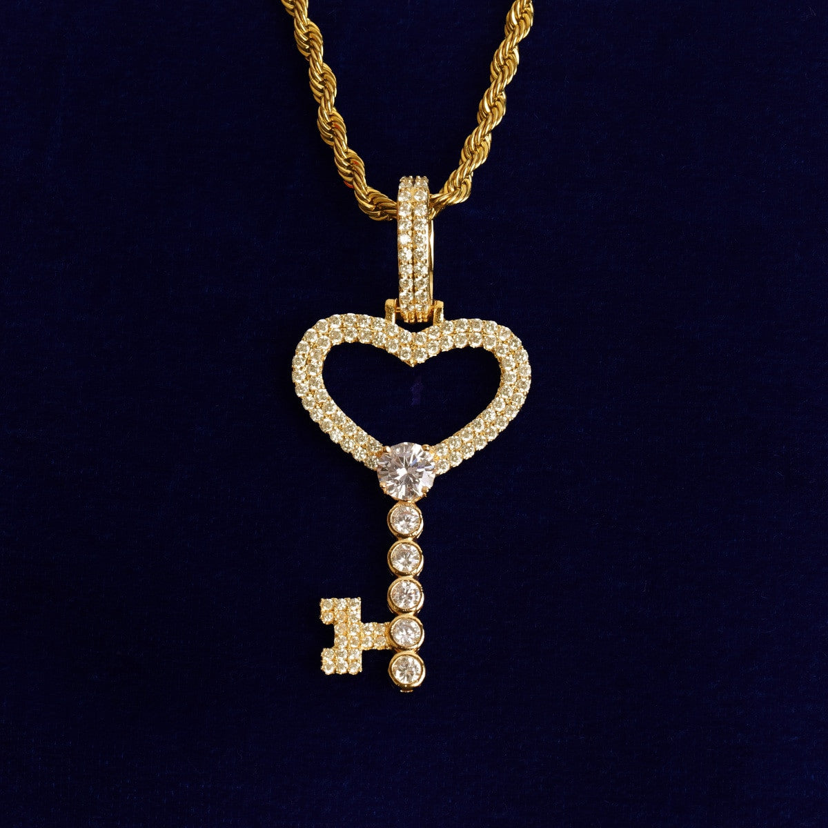 Ladies Bling Bling Key to My Heart Gold Silver Rose Gold Pendant Necklace