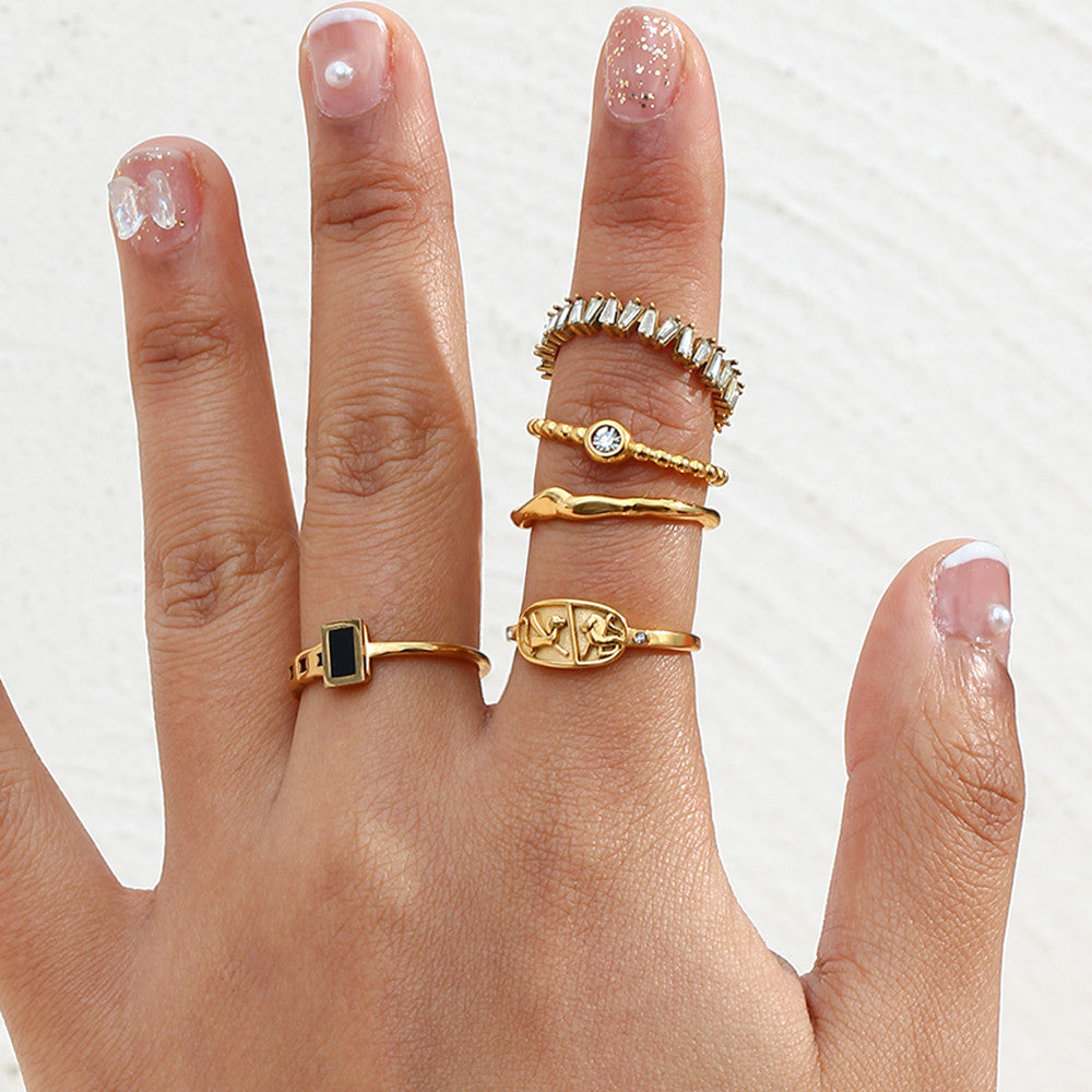 Women's Solid Stainless Steel Waterproof 18k Gold Fashion Rings