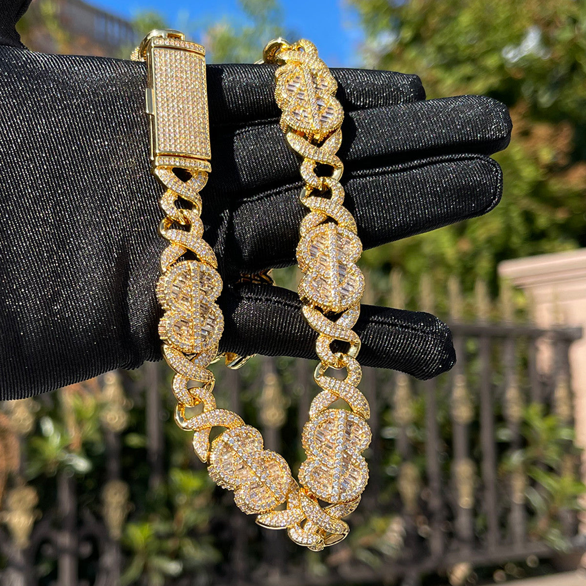 Cuban Cash Supreme | Money Dollar Sign Link Hip Hop VVS Diamond Baguette Chain