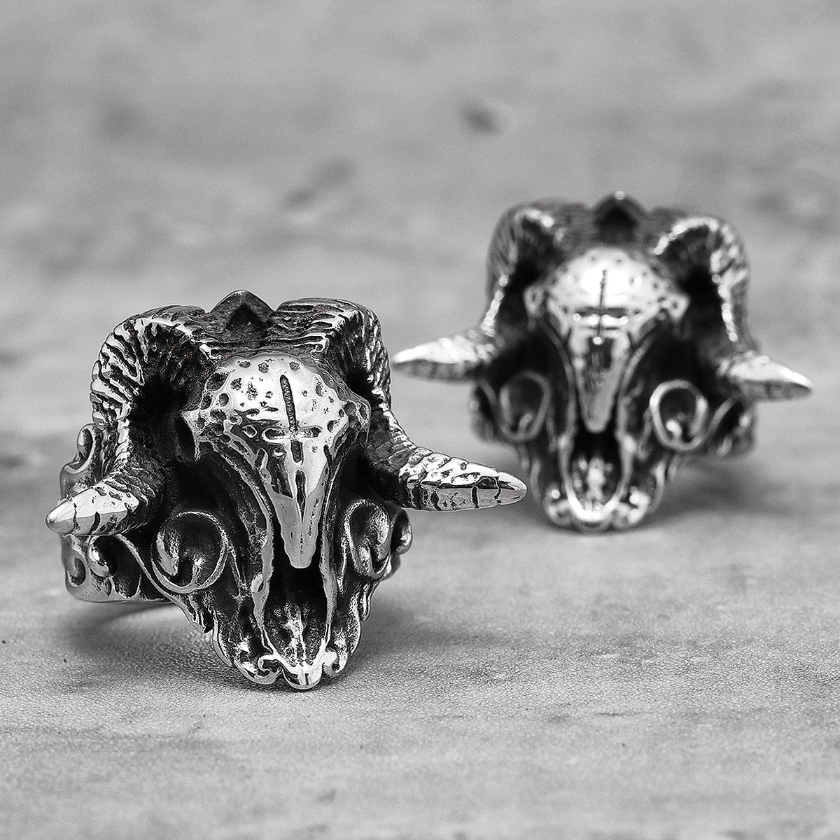 Mens Ancient Civilization Goat Horn Stainless Steel Street Wear No Fade Rings