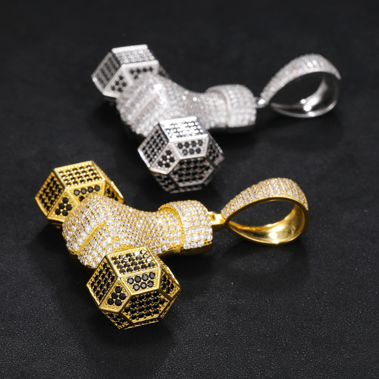 Do You Even Lift Solid Sterling Silver Dumbbell Genuine VVS Diamond Pendant Chain