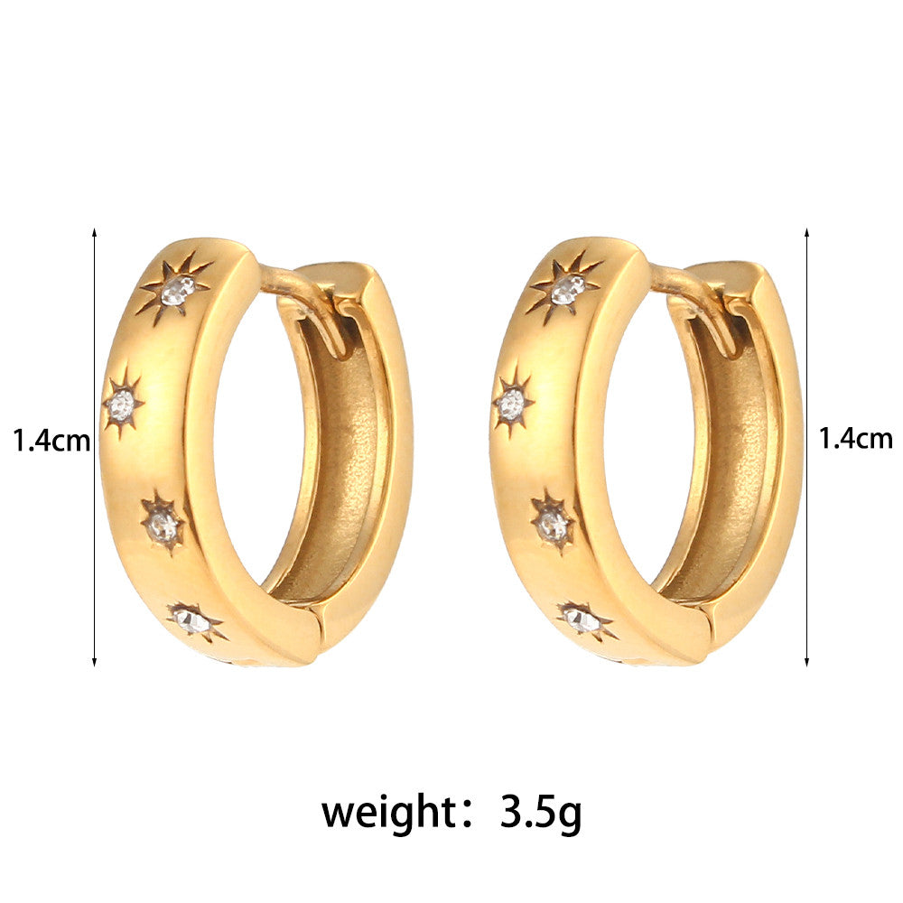 Women's Waterproof No Fade Stainless Steel Small Size Chunky Hoop Huggie Earrings