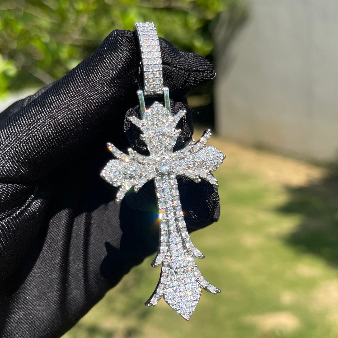 The Reversion | VVS Diamond CZ Baguette  Designer Cross Hip Hop Pendant Chain
