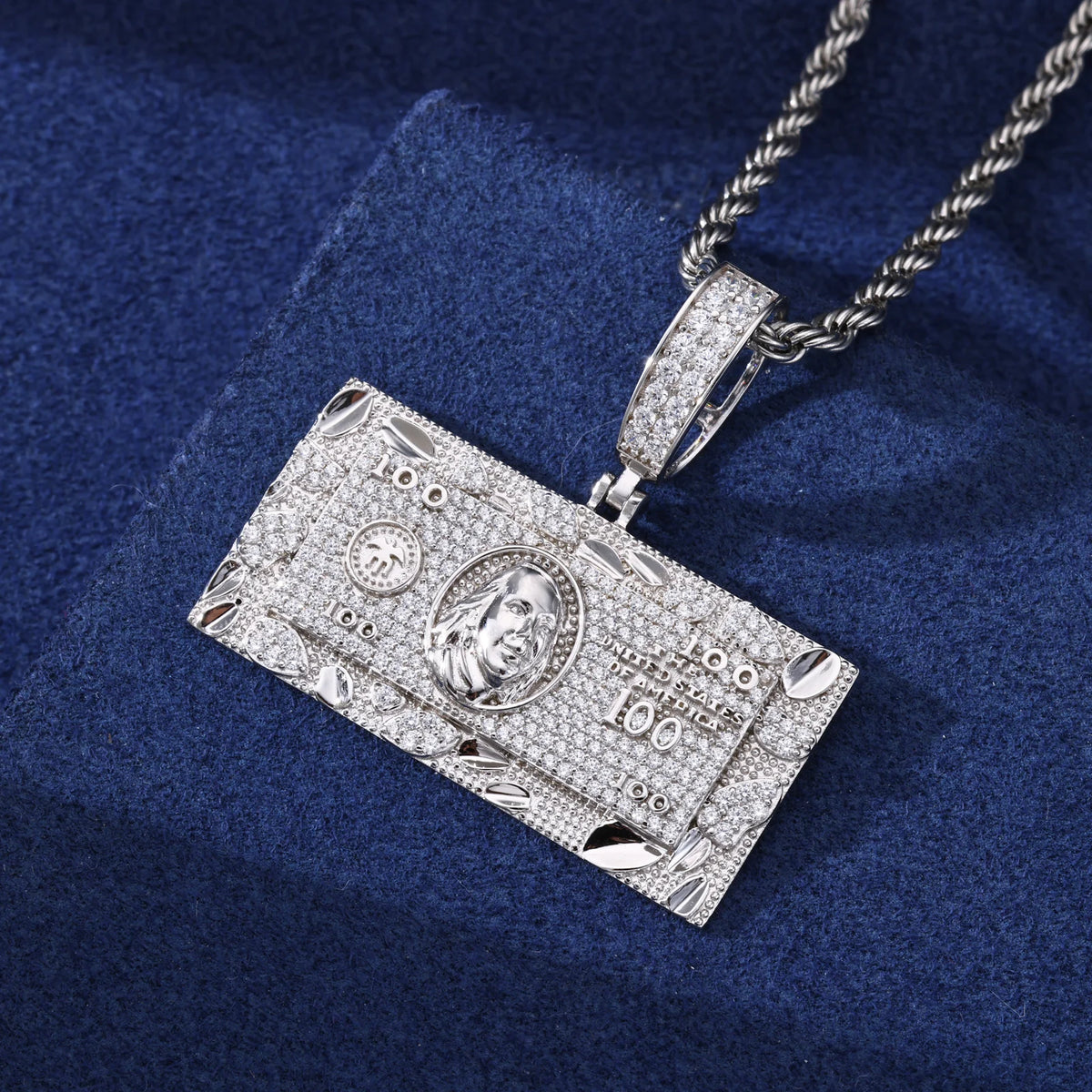 Dough Boy II | Big Dollars Moissanite Diamond VVS 100 Dollar Bill Hip Hop Pendant