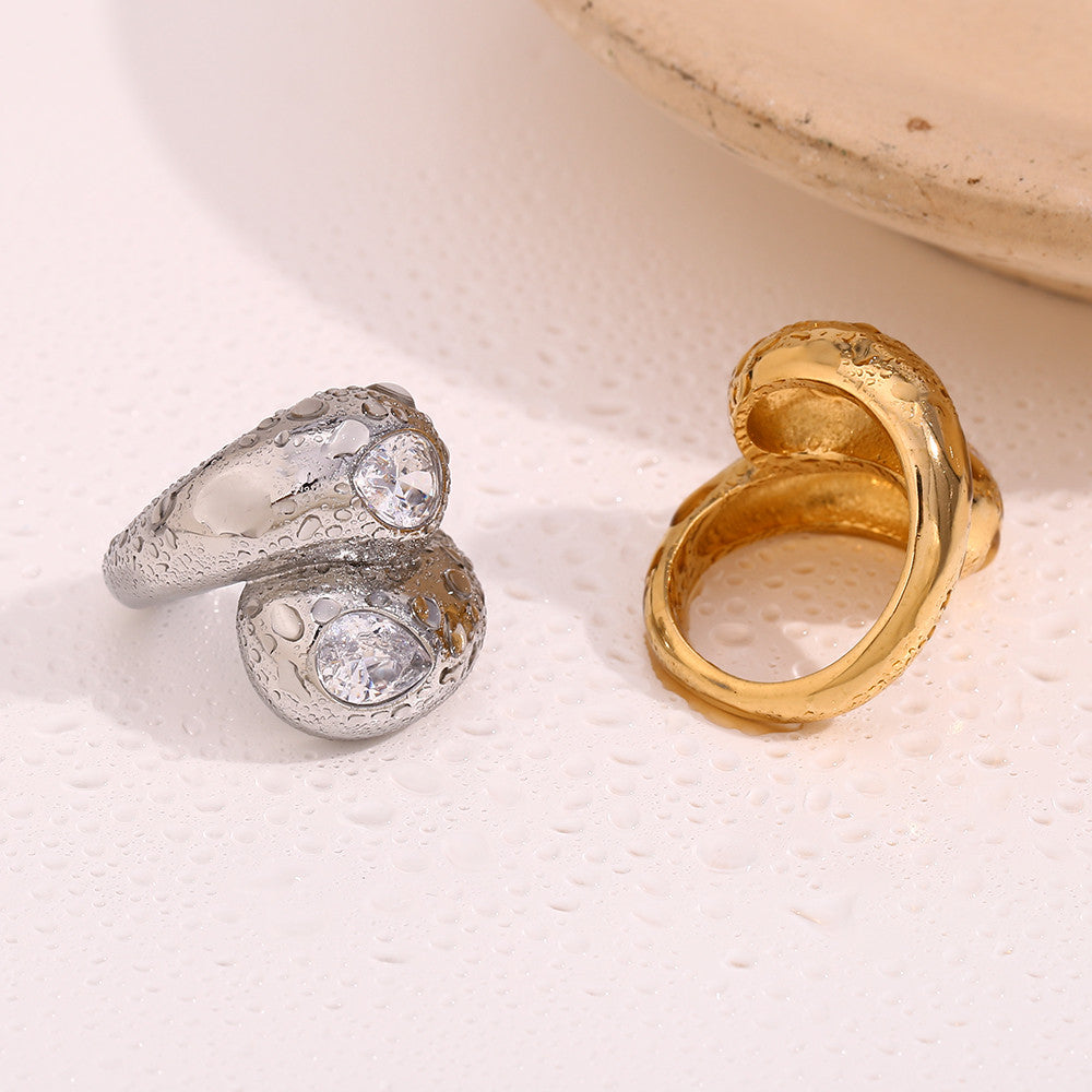 Princess Tears | 18k Gold No Fade Stainless Steel Double End Tear Drop CZ Tarnish Free Ring