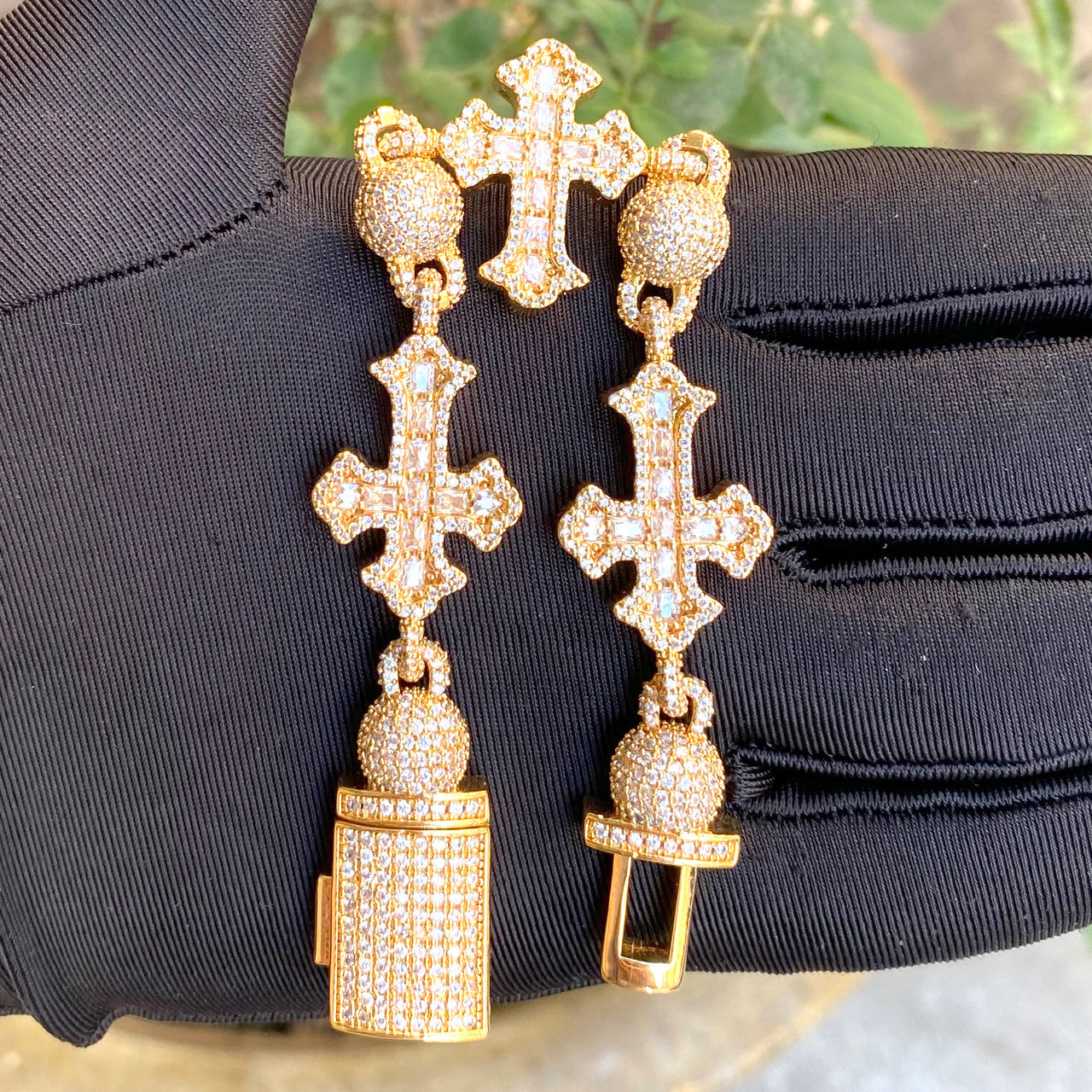 StoneCross  | Cross Ball Link Baguette VVS Diamond CZ Designer Hip Hop Bracelet