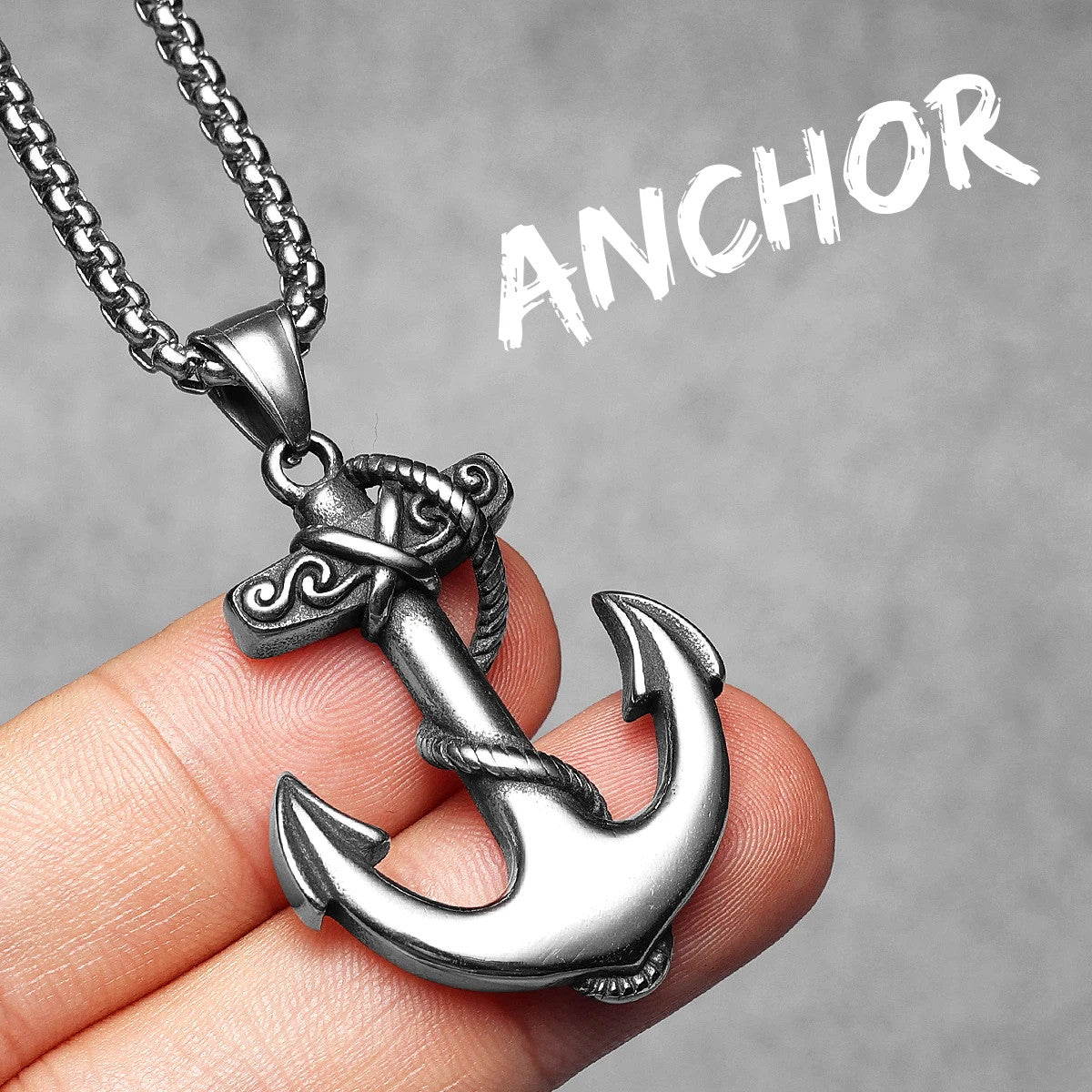 Pirate Anchor | Solid Stainless Steel Nautical Cross Anchor Pendant Chain Necklace