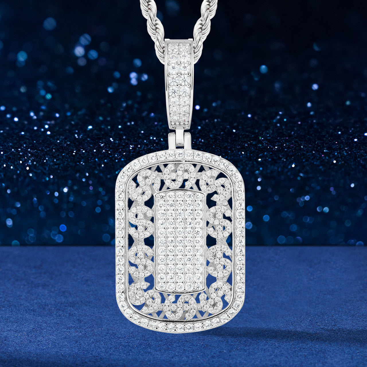 Dem Diamond Boys | Solid Silver Moissanite Diamond Dollar Sign Tag Hip Hop Pendants