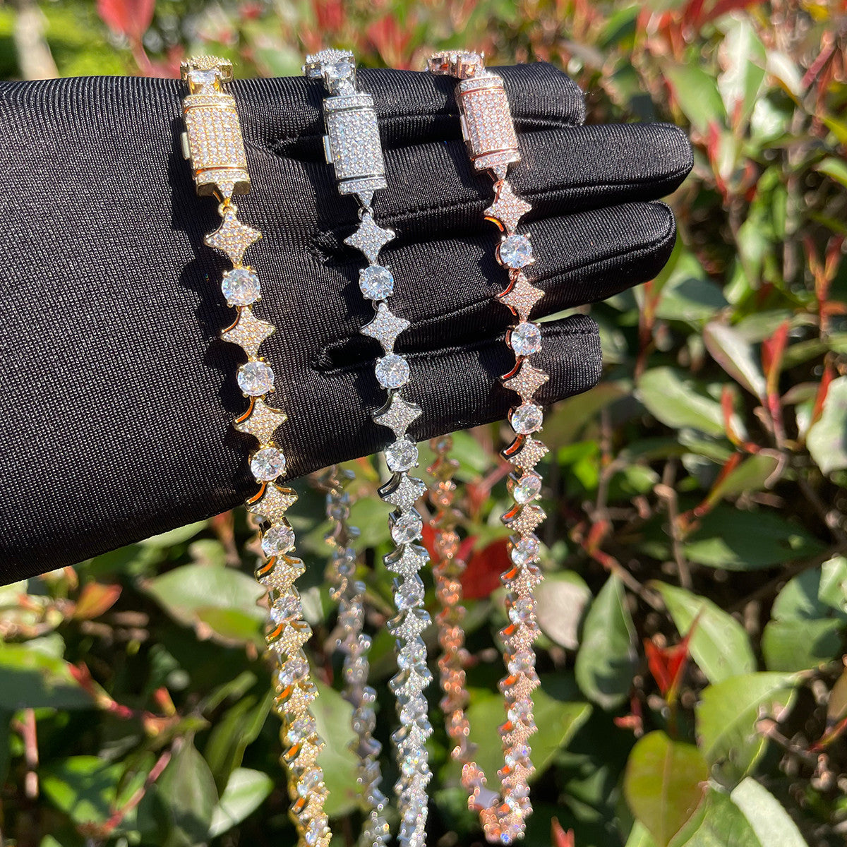 Super Star VVS Diamond Cz Link 24k Gold 925 Silver Hip Hop Chain Necklace