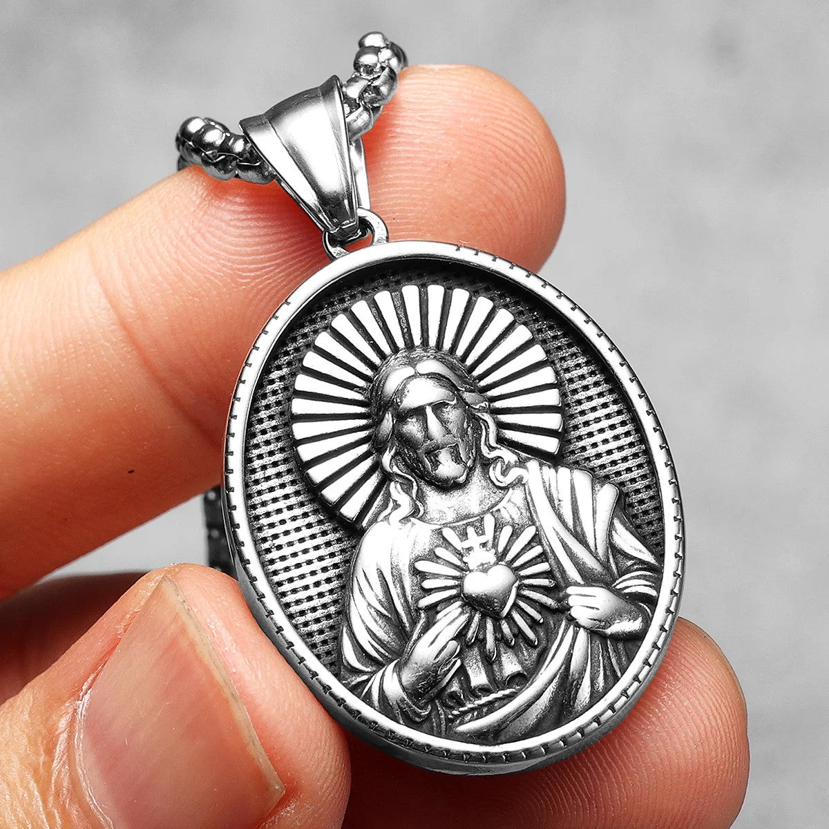 The Christ Collection | Christian Jesus Heart Solid Stainless Steel Spiritual Pendants