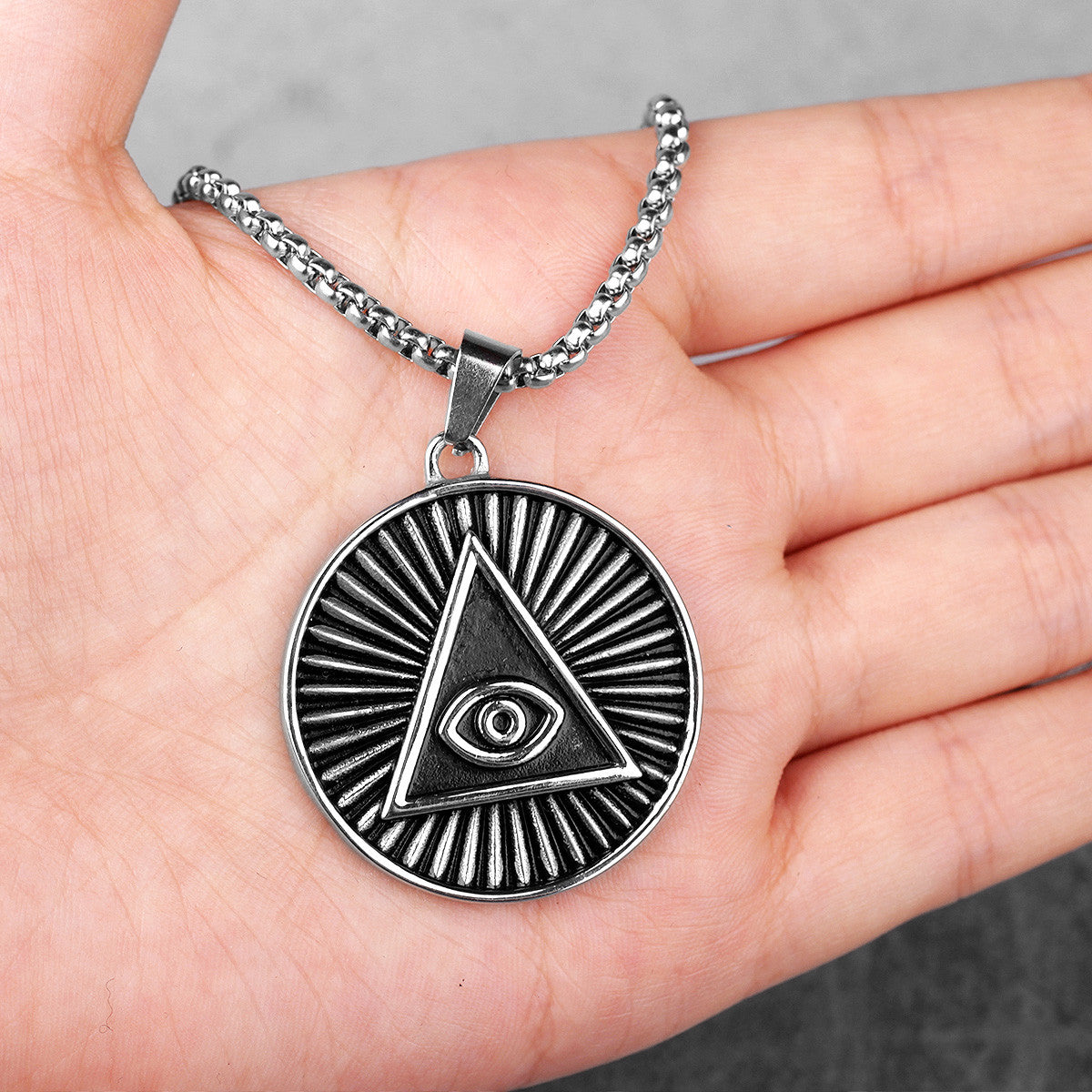 Triangle Eye | Solid Stainless Steel Illumination All Seeing Eye Pyramid Pendant