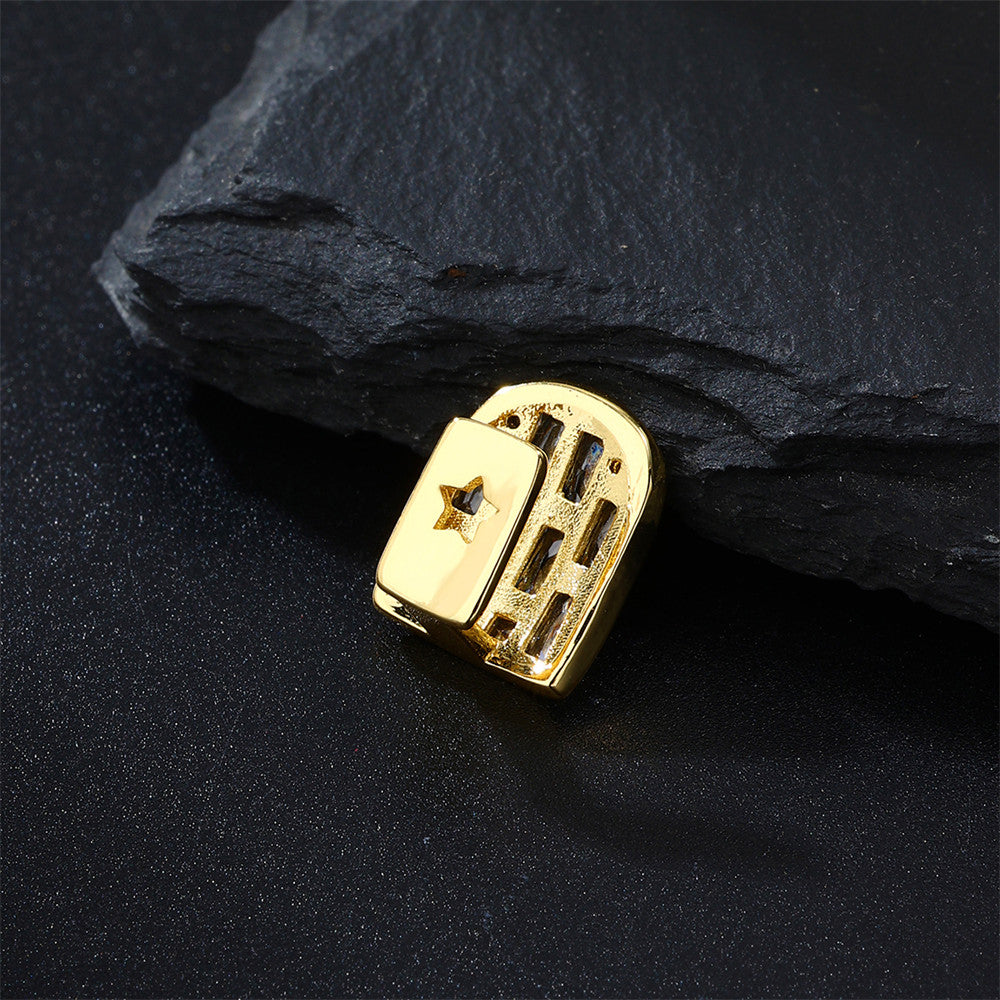 Single Baguette | Hip Hop VVS Diamond CZ Iced Blinged Out Baguette Stone Teeth Tooth Mouth Grillz