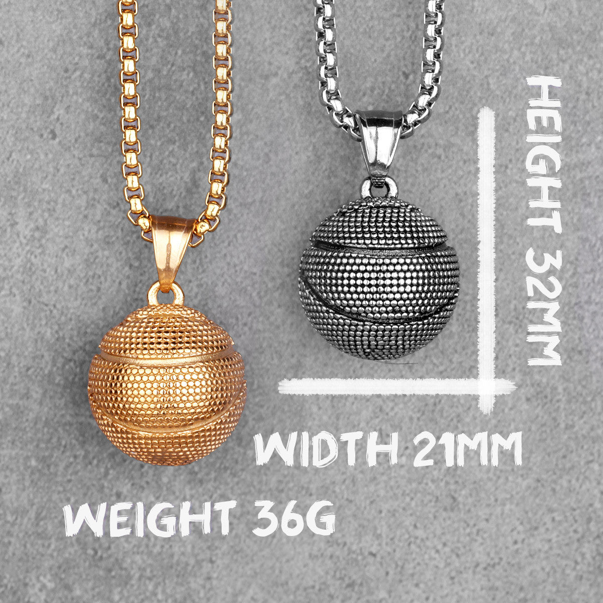 Basketball | 316L No Fade Stainless Steel Men's Hip Hop Pendant Chain Necklace