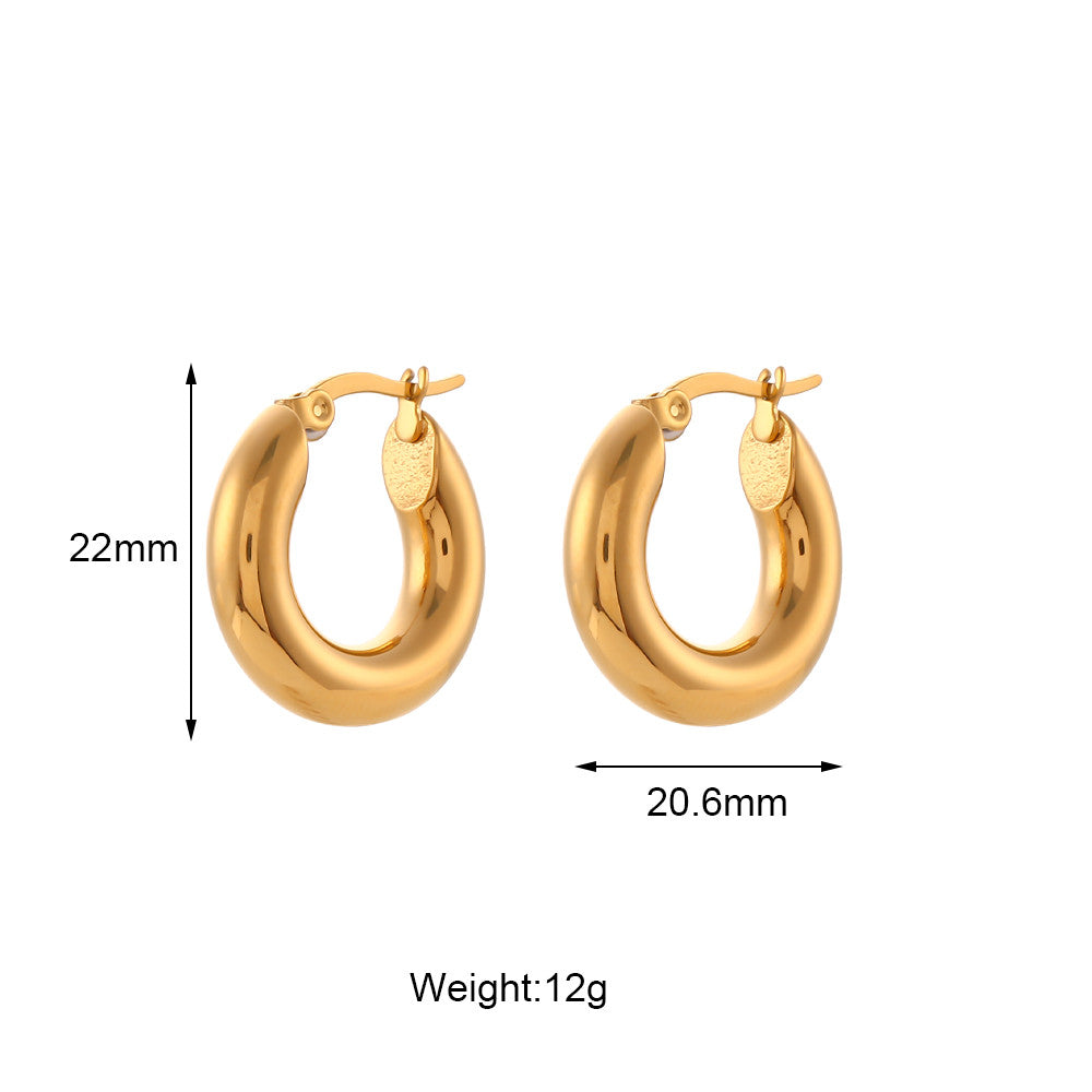 18k Gold  Solid Stainless Steel 30mm Waterproof Loop Hoop Earrings Tarnish Free
