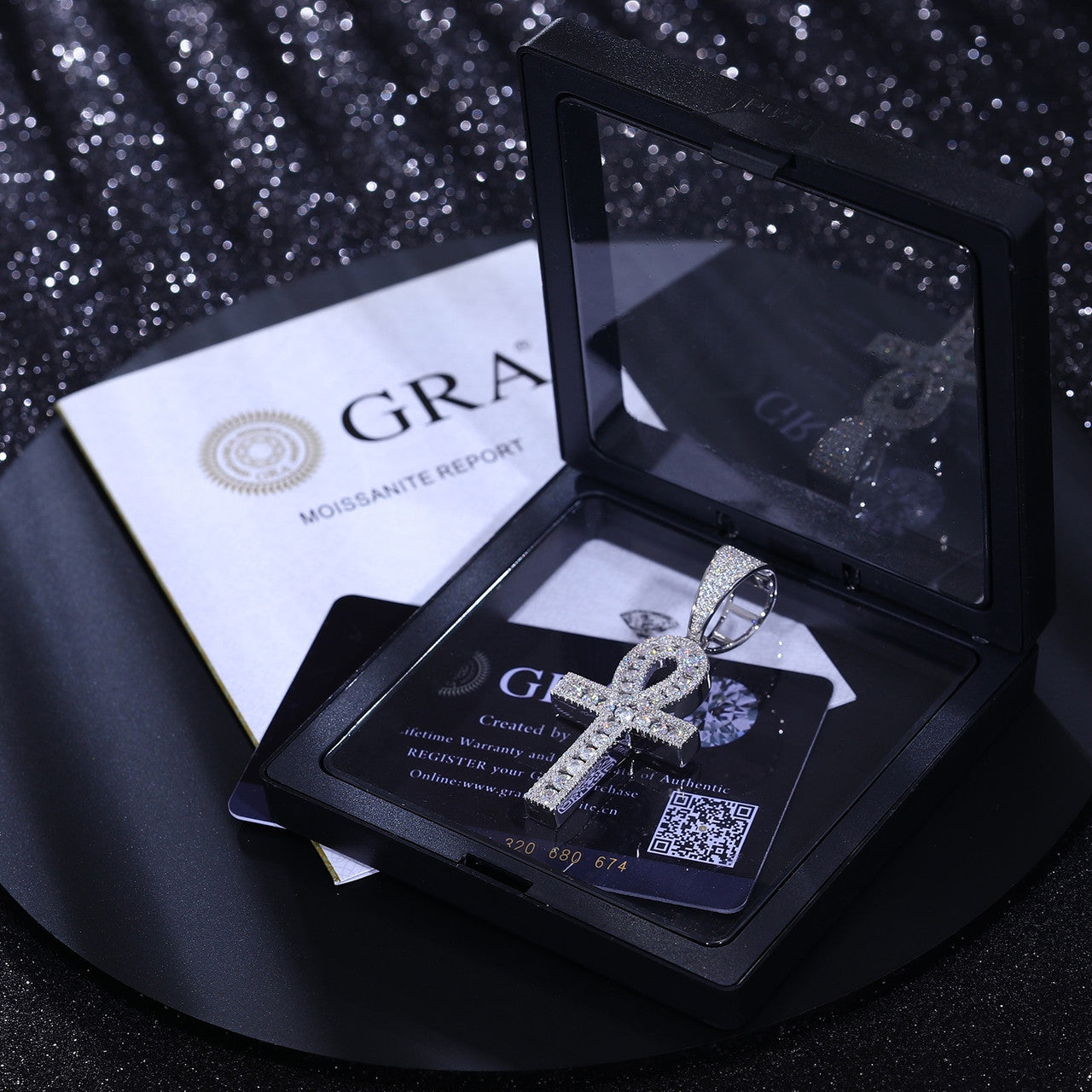 Genuine VVS Diamond Original Ankh Cross Solid Silver Spiritual Pendant Chain