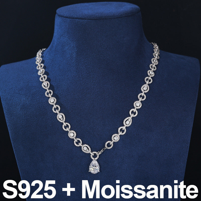 Tear Drop | Solid Sterling Silver Moissanite Diamond Tear Drop Chain Necklace