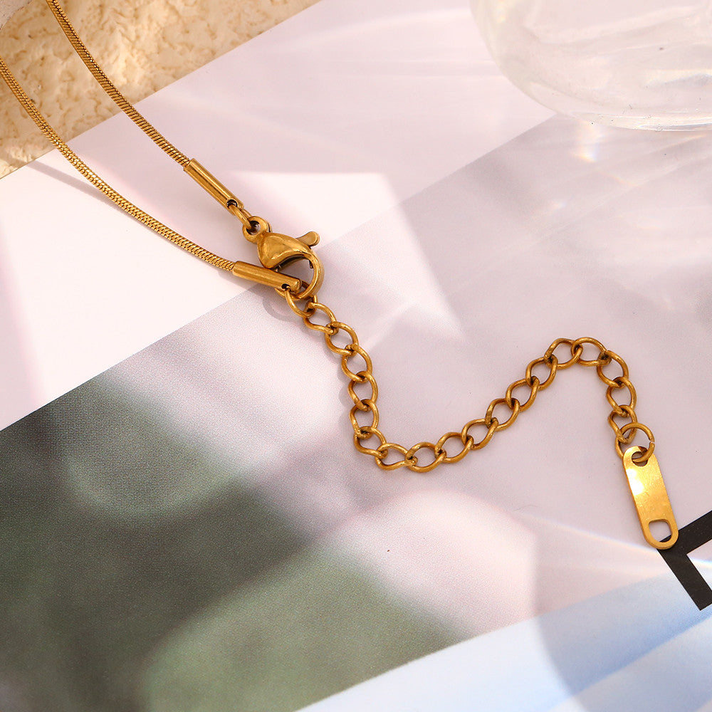 Ladies 18k Gold Stainless Steel Waterproof Snake Chain Y-shaped Zircon Flow Velocity Necklace