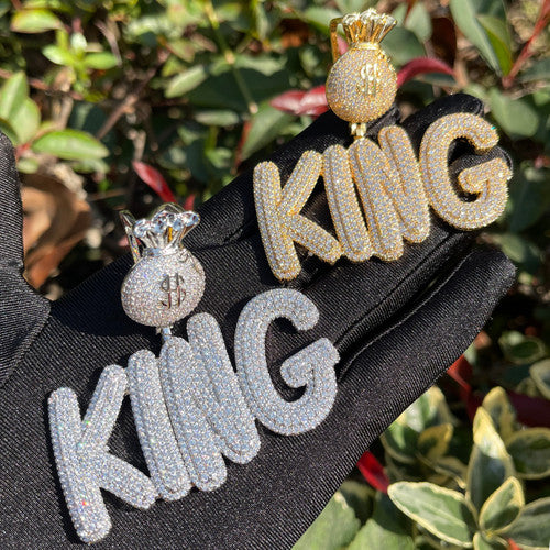 Secure The Bag | Iced Script Letters Money Bag Custom Hip Hop Pendant