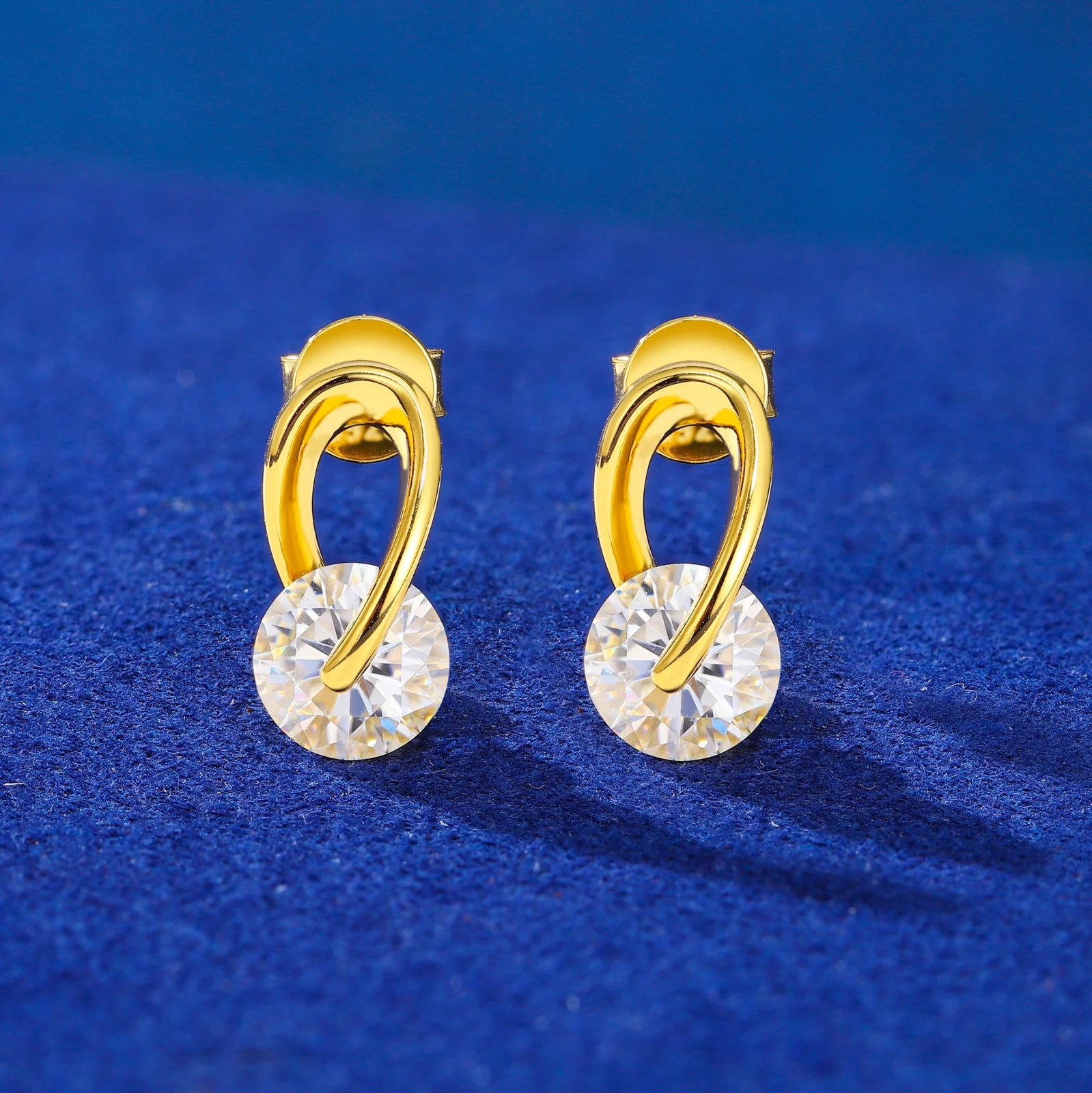 The Halo | 925 Solid Sterling Silver Round Loop Huggie VVS Moissanite Stud Earrings