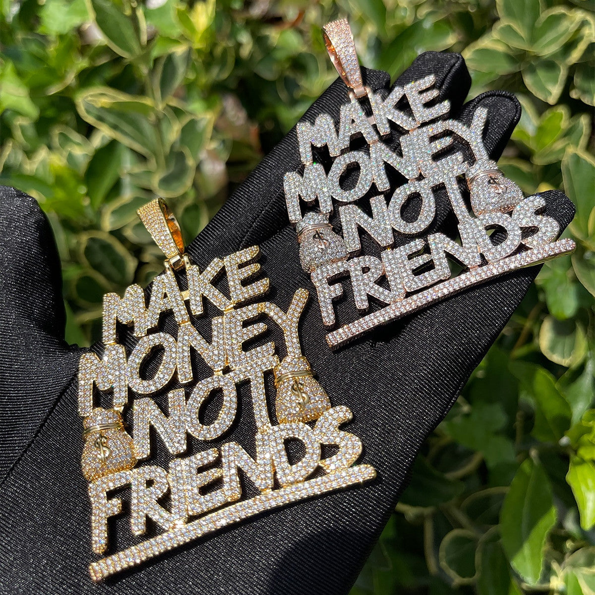 Make Money Not Friends | Iced Blinged Out Hip Hop Pendant Chain Necklace