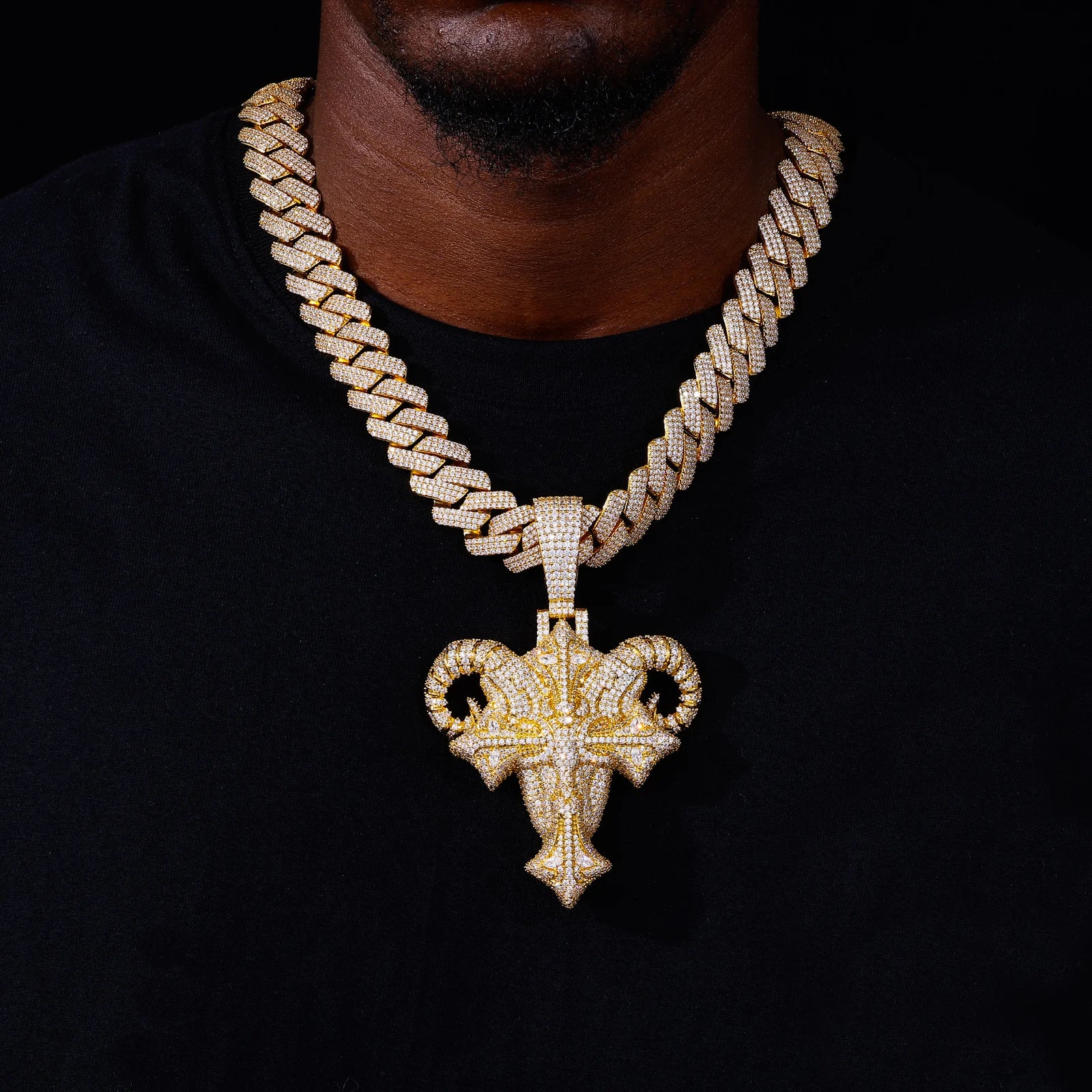 Demon Goat | Iced Bling Out Moissanite Diamond Demon Goat Cross Hip Hop Pendant
