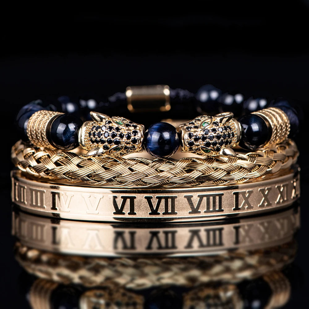 Double Leopard | Natural Stone VVS Diamond CZ Sigma Male Hip Hop Bracelets