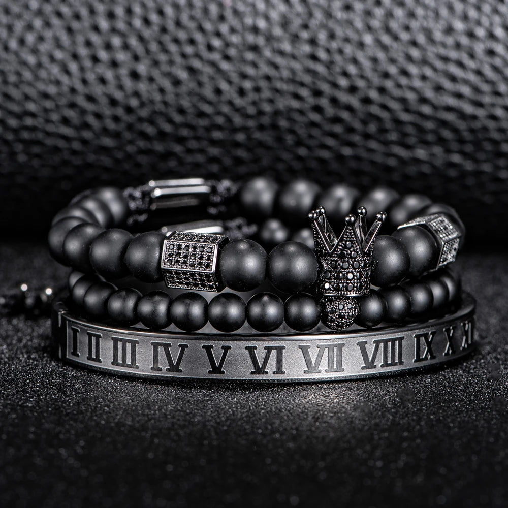 The Untouchable | VVS Diamond CZ Crown Luxury 3 Piece Hip Hop Bracelet Set