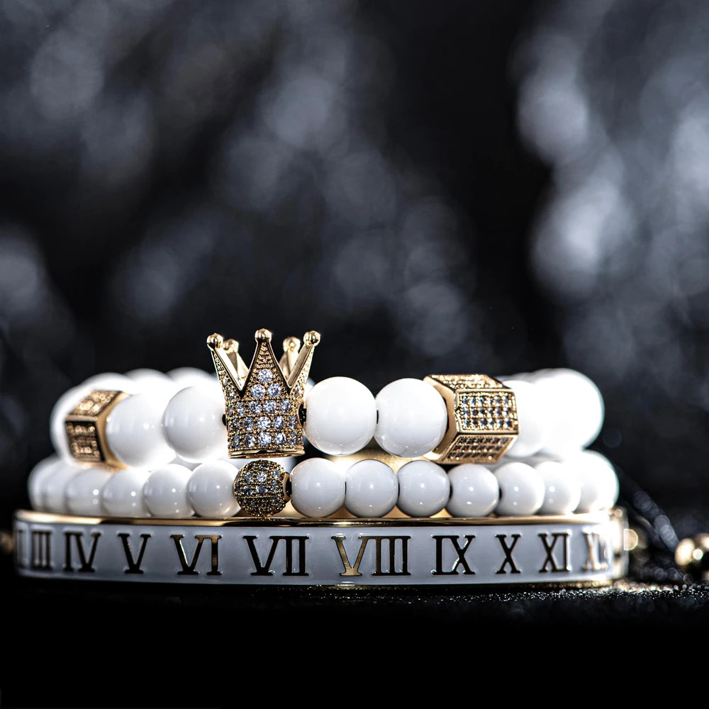 The Untouchable | VVS Diamond CZ Crown Luxury 3 Piece Hip Hop Bracelet Set