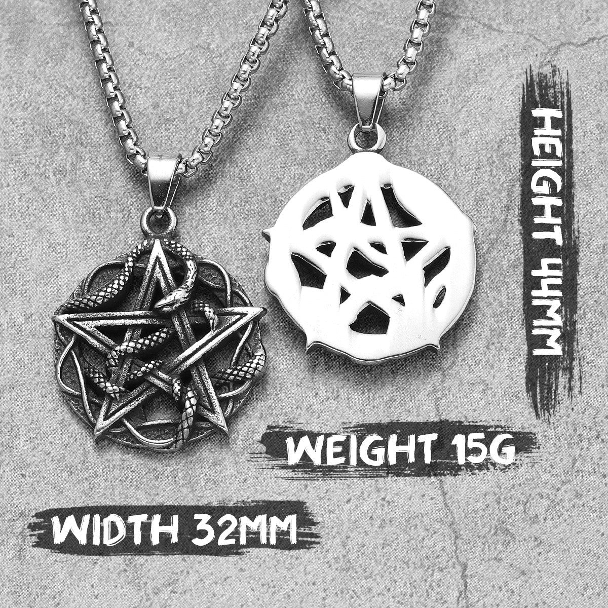 Evil Within | 316L No Fade Stainless Steel Vintage Black Pentagram Snake Hip Hop Pendant