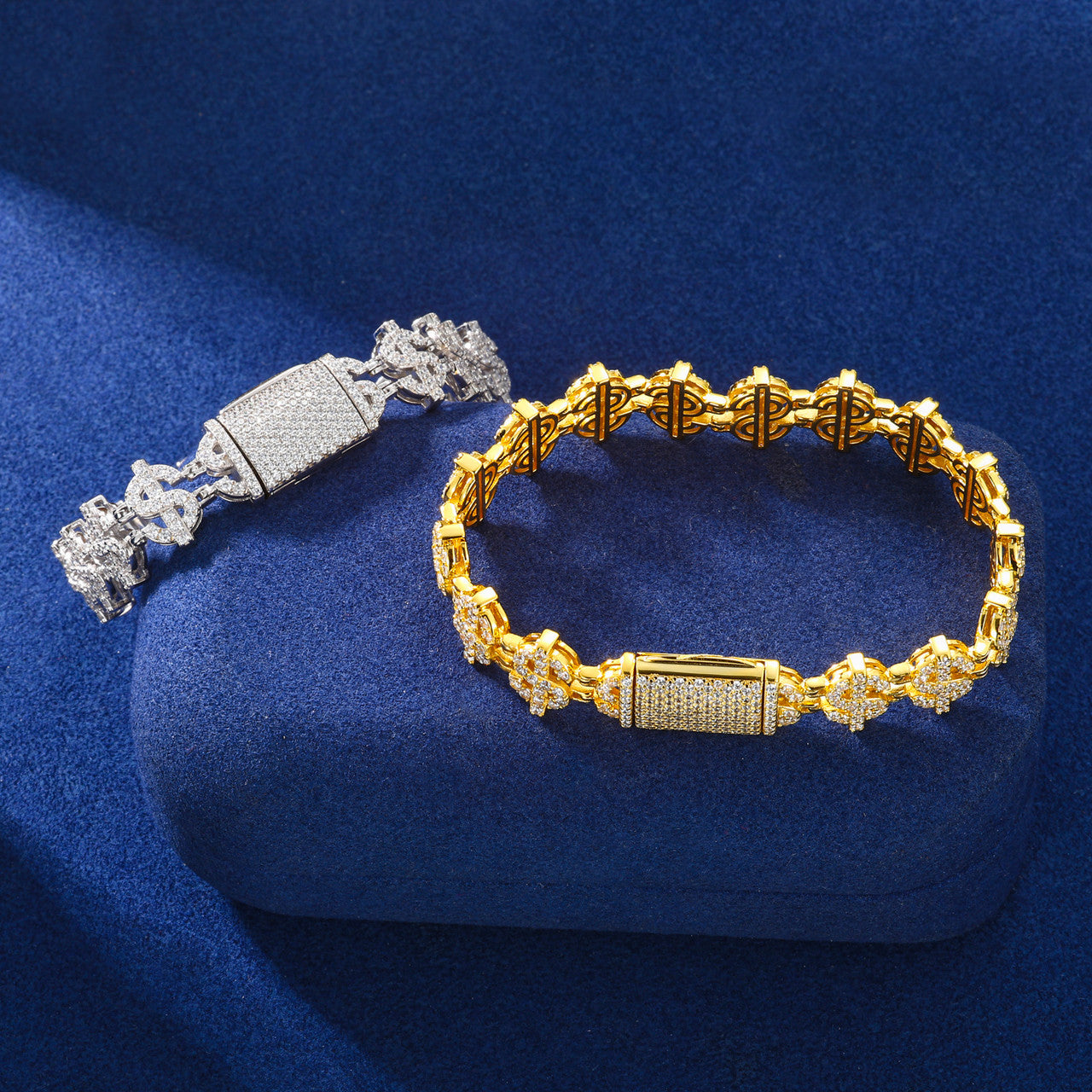 Boss Business | 925 sterling Silver D VVS1 Moissanite Diamond Dollar Sign Hip Hop Bracelet