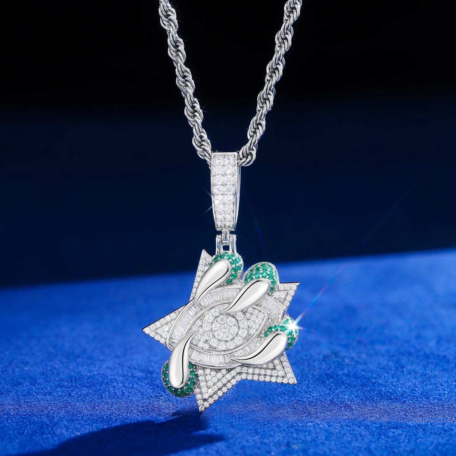 Street Badge | VVS Diamond Moissanite Iced Blinged Out 925 Silver Evil Eye Claw Pendant