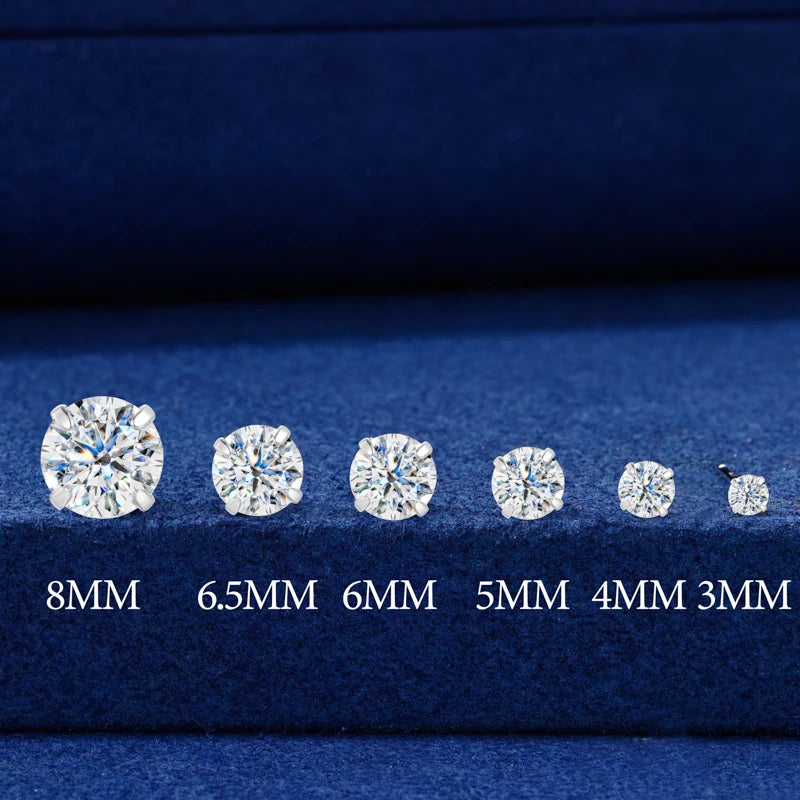 Daily VVS1 | Solid 925 Sterling Silver 0.1-2ct D Color VVS1 Moissanite Diamond Stud Earrings