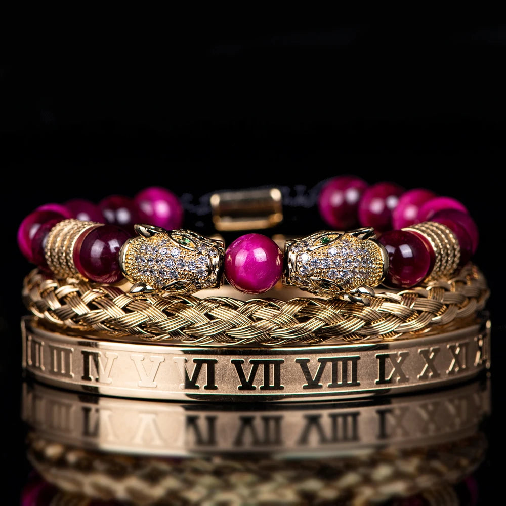 Double Leopard | Natural Stone VVS Diamond CZ Sigma Male Hip Hop Bracelets