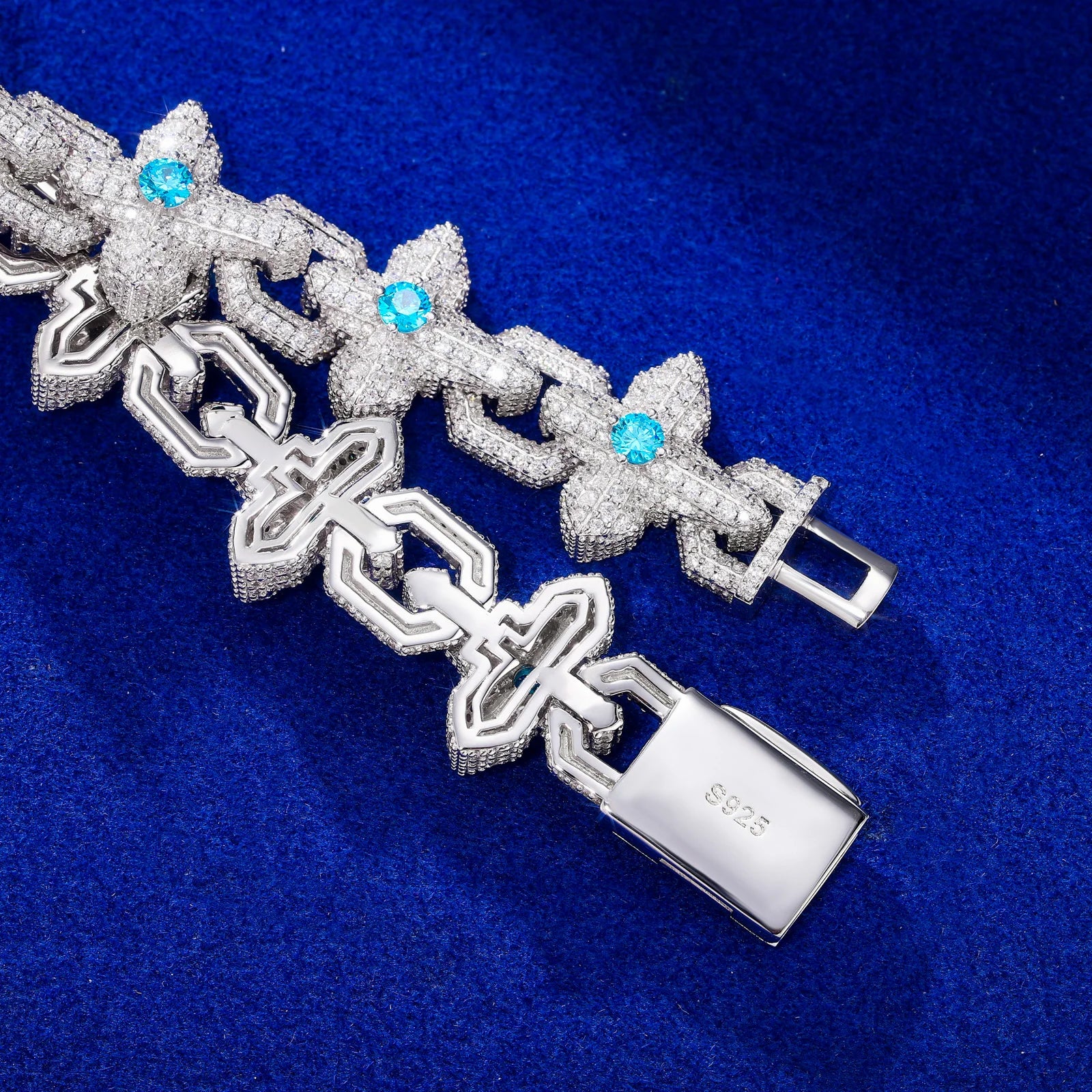 The North Star | 925 Sterling Silver Moissanite Diamond Iced Cross Luxury Hip Hop Bracelet