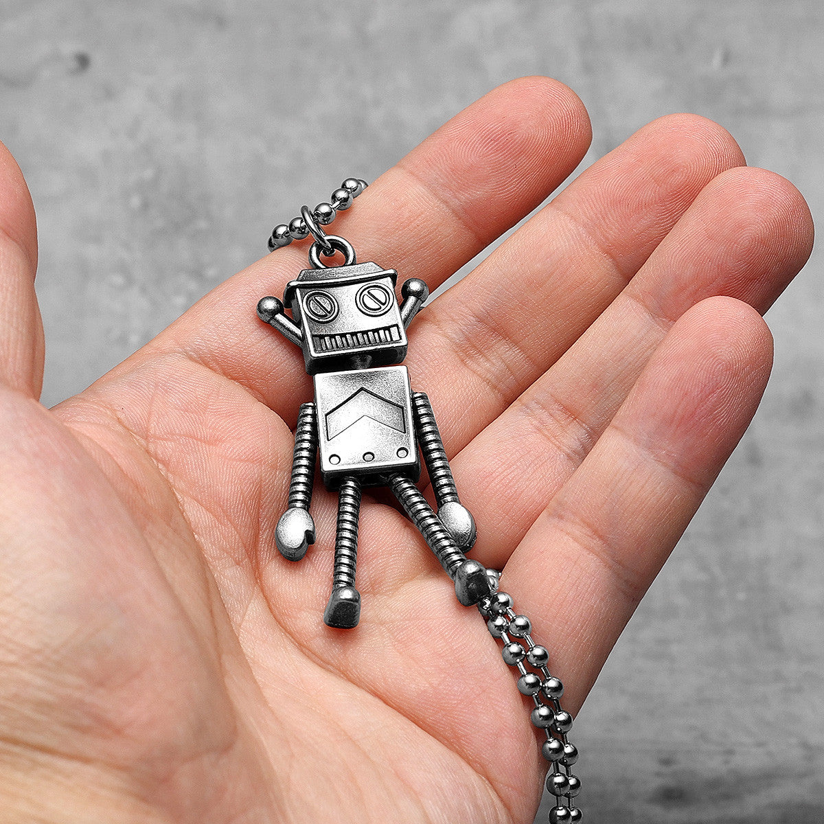 Retro Bot | 316L No Fade Stainless Steel Steampunk Robot Pendant Chain Necklace