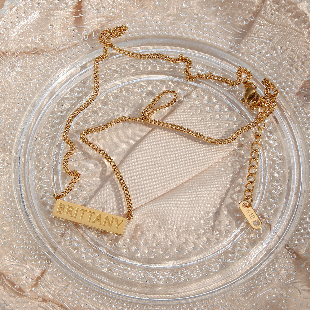 Ladies 18k Gold Stainless Steel Waterproof Personalized Custom Name Necklace