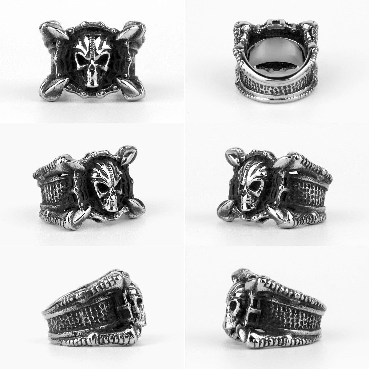 Hell's Engine | No Fade Stainless Steel Skull Dragon Claw Street Style Men's Rings