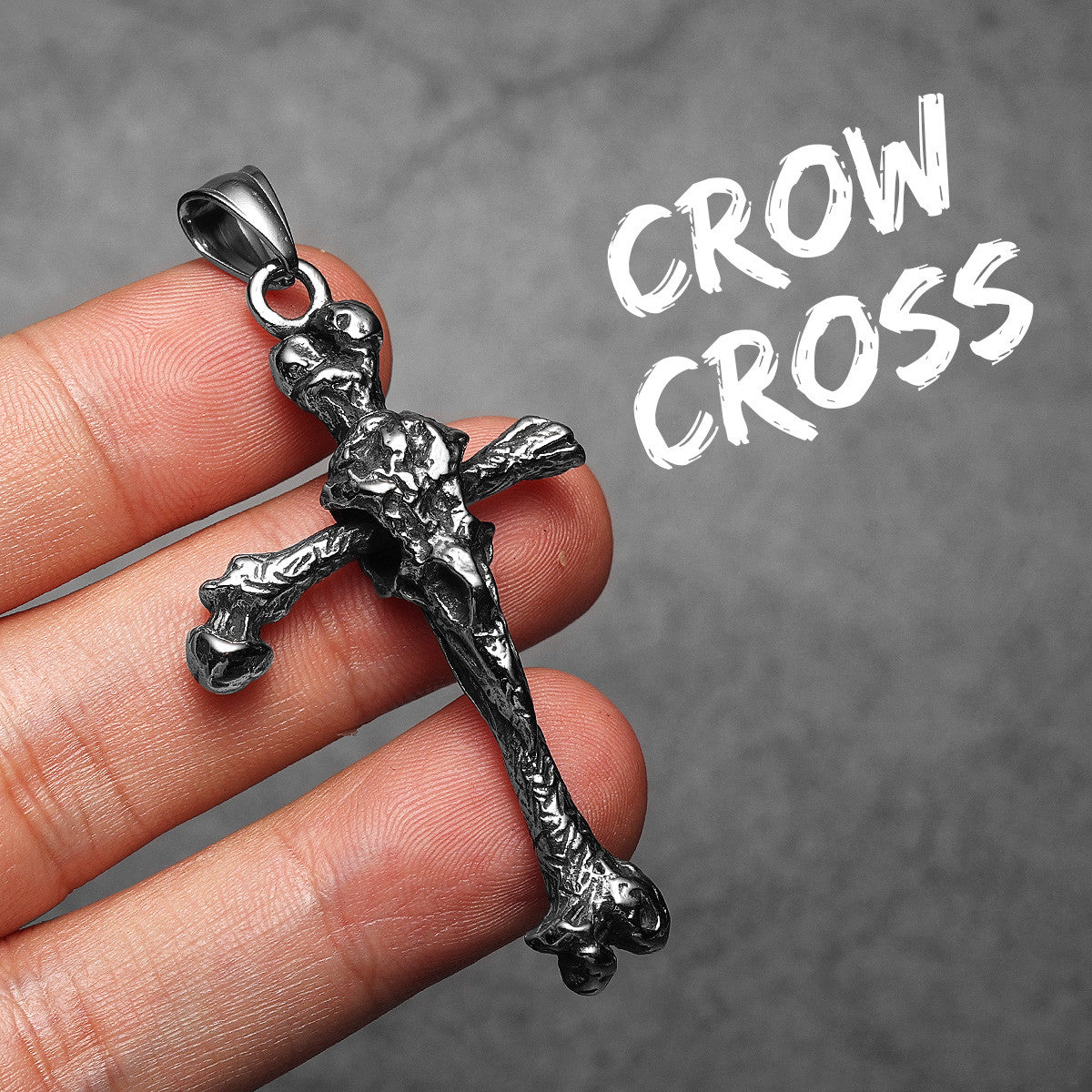 Crow Bone Cross | Solid Stainless Steel Unique Cross Street Wear Pendant